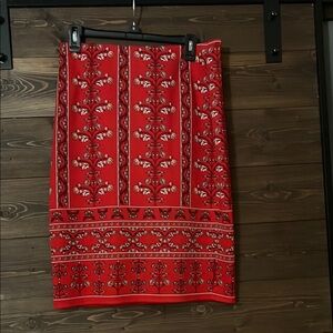 NYC Red Pencil Midi Skirt Casual Resort